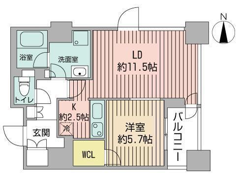プライムメゾン南2条(1LDK/7階)の間取り写真
