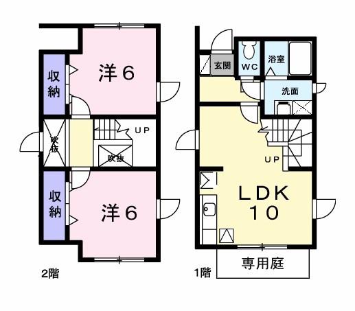 カーサMYK(2LDK/1階)の間取り写真