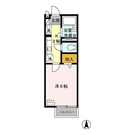 ヒルサイドテラス(1K/1階)の間取り写真