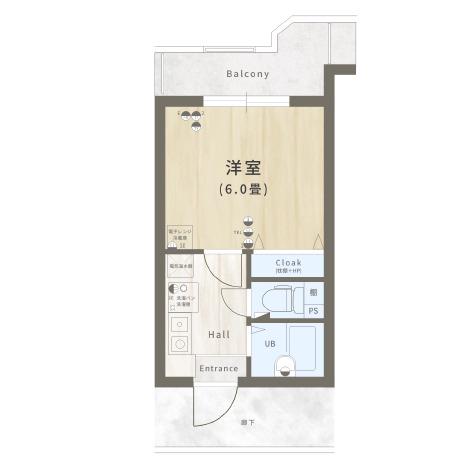 クロスロード北池田(1K/3階)の間取り写真