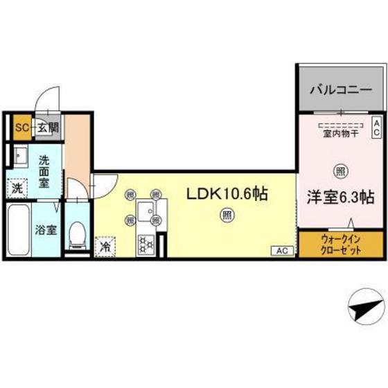 CAMPANELLA船越(1LDK/2階)の間取り写真