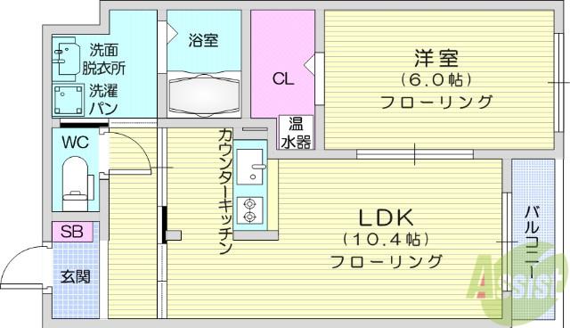 セレブリゾート旭ヶ丘(1LDK/2階)の間取り写真