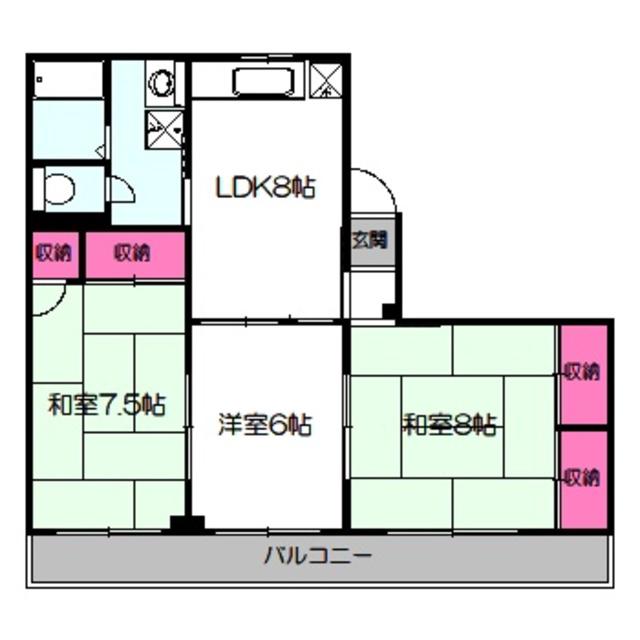 ヤマサ第四古市マンション(3LDK/4階)の間取り写真
