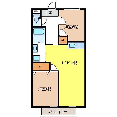PARKSIDEリマティー R棟(2LDK/1階)の間取り写真