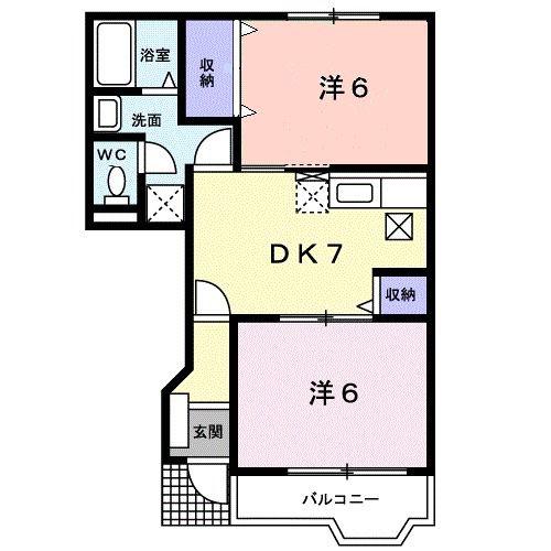 ニュークレストールビゼン(2DK/1階)の間取り写真