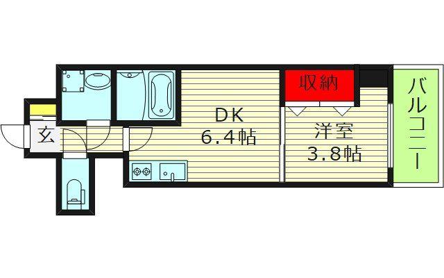 GARDENIA城東(1DK/10階)の間取り写真
