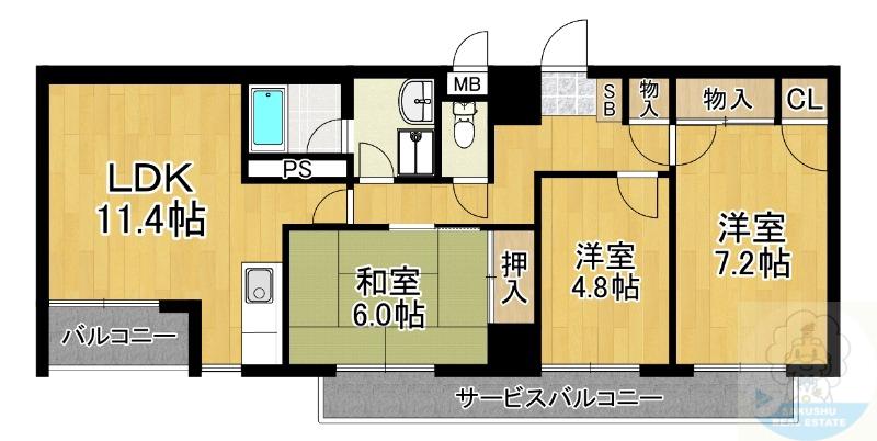 ポートサイド博多(3LDK/3階)の間取り写真