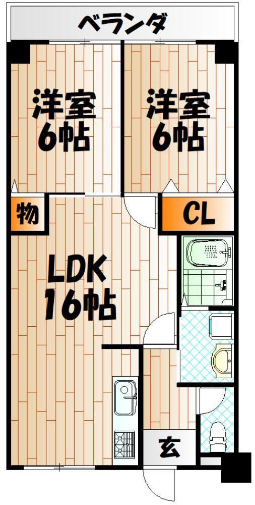 グリーンハイツ足立(2LDK/5階)の間取り写真