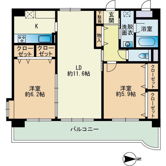 グランポンアミティエ(2LDK/7階)の間取り写真