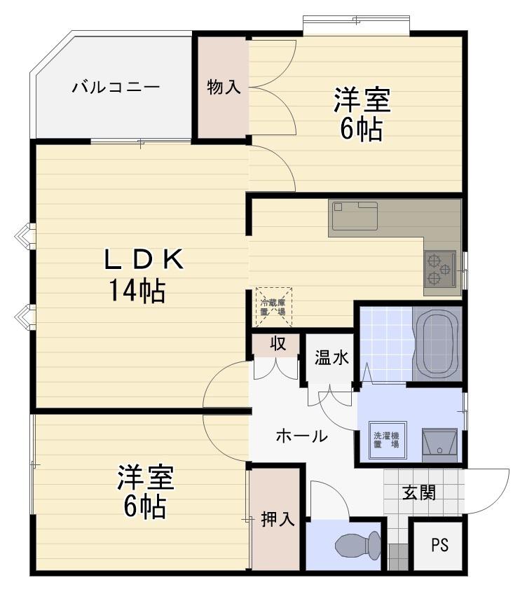 クオリティ旭ヶ丘(2LDK/7階)の間取り写真