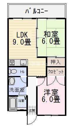 大手下コープ木屋(2LDK/1階)の間取り写真