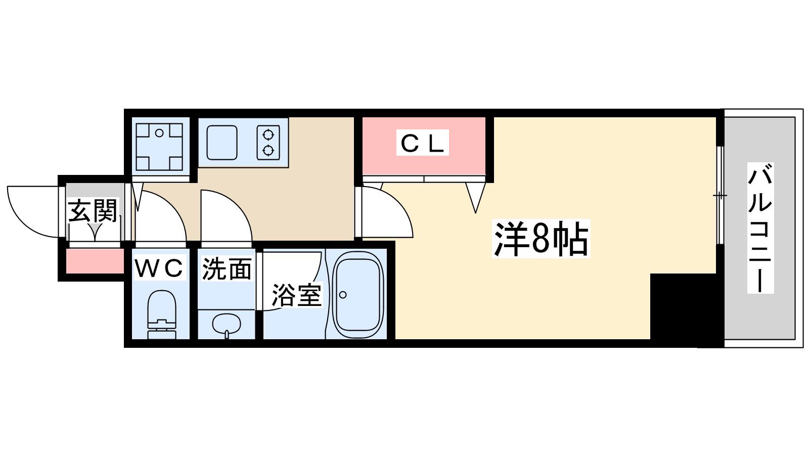 ワンルーフフラットテンジンバシ(1K/7階)の間取り写真