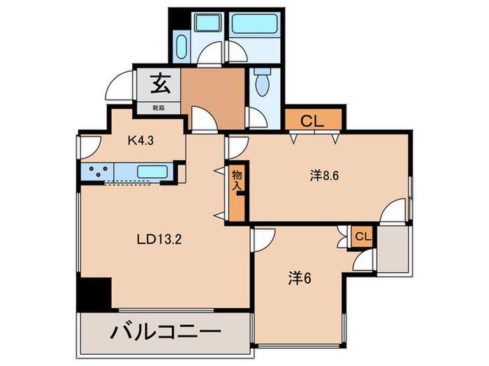 芝ハイツ(2LDK/8階)の間取り写真