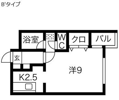 ノール琴似(1K/1階)の間取り写真