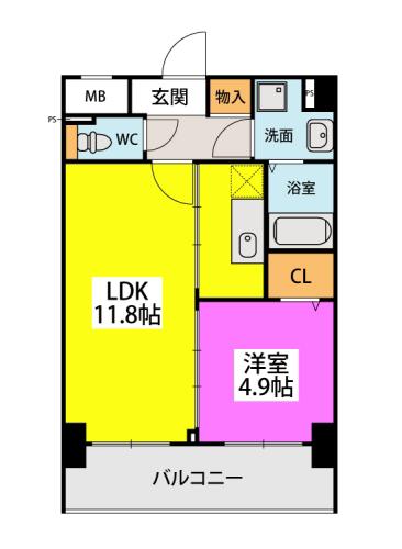 クレアシオン(1LDK/5階)の間取り写真