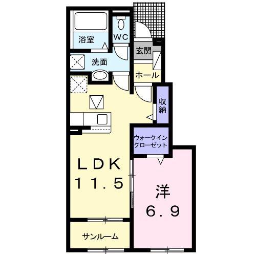 アドバンスI(1LDK/1階)の間取り写真