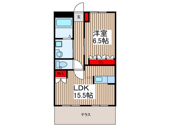 る・ぷらんたん(1LDK/1階)の間取り写真