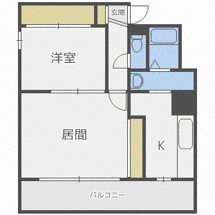 HK大通ハイム(1LDK/4階)の間取り写真