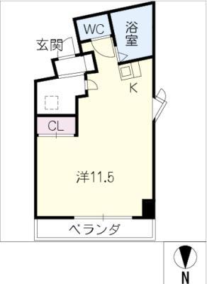 飯田ビル(ワンルーム/4階)の間取り写真