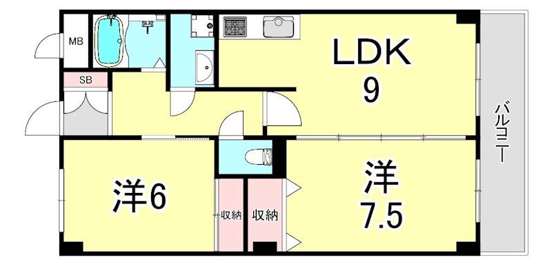 レジデンス・ハヤシ(2LDK/3階)の間取り写真