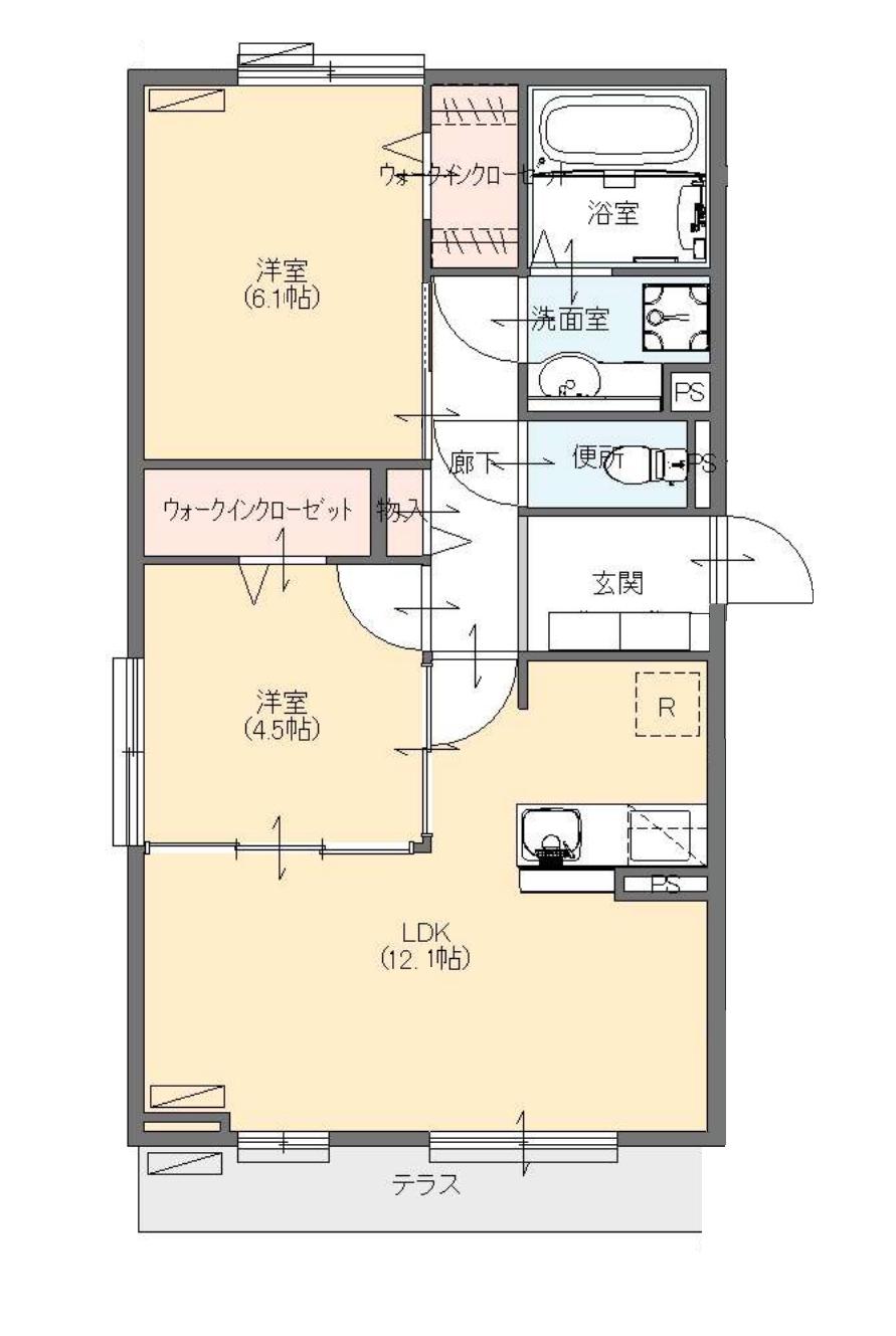 GLICINA白子(2LDK/2階)の間取り写真