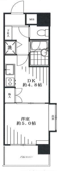 シティスクエア恵比寿(1DK/4階)の間取り写真
