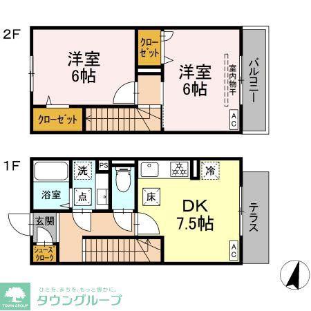 アイナハウス(2DK/1階)の間取り写真