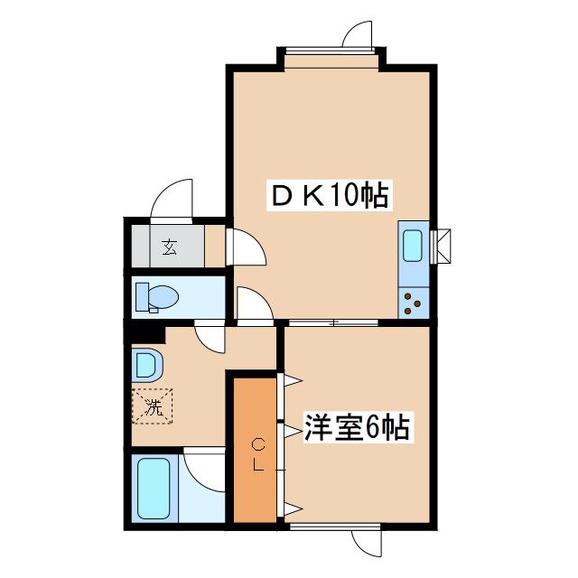 NOZOMI(1DK/1階)の間取り写真