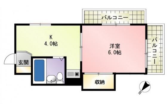 コーポ梶岡(1K/5階)の間取り写真