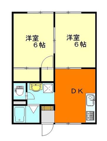 プラザハイツ(2DK/1階)の間取り写真