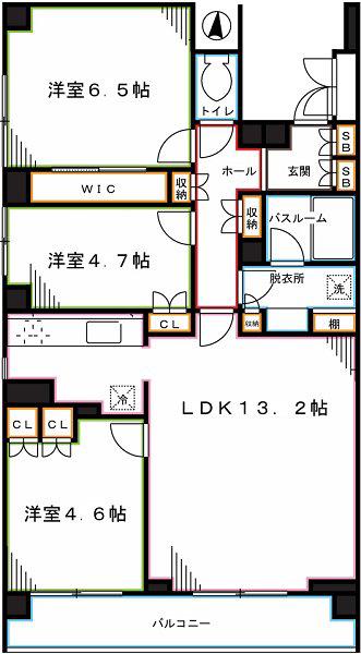 プライムメゾン武蔵野の杜(3LDK/1階)の間取り写真