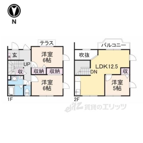 クレストール八上(3LDK/1階)の間取り写真