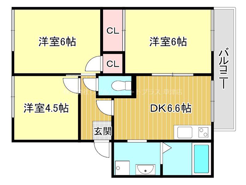 サンパティーク(3DK/1階)の間取り写真