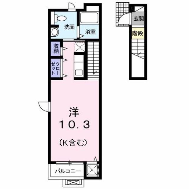 クラールK II(1K/2階)の間取り写真