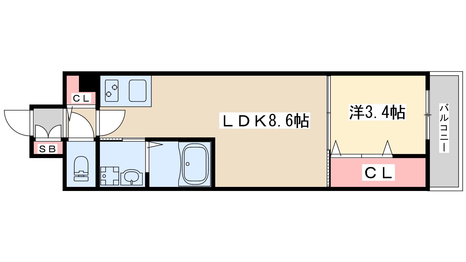 アーバンパーク新大阪(1LDK/3階)の間取り写真