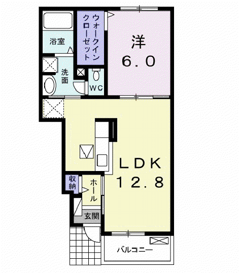 アスタリスク(1LDK/1階)の間取り写真