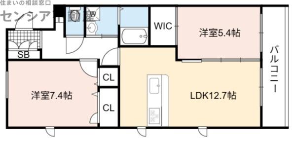 シャーメゾン ボナール(2LDK/3階)の間取り写真