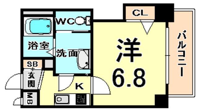 LUXE尼崎ウエスト(1K/9階)の間取り写真