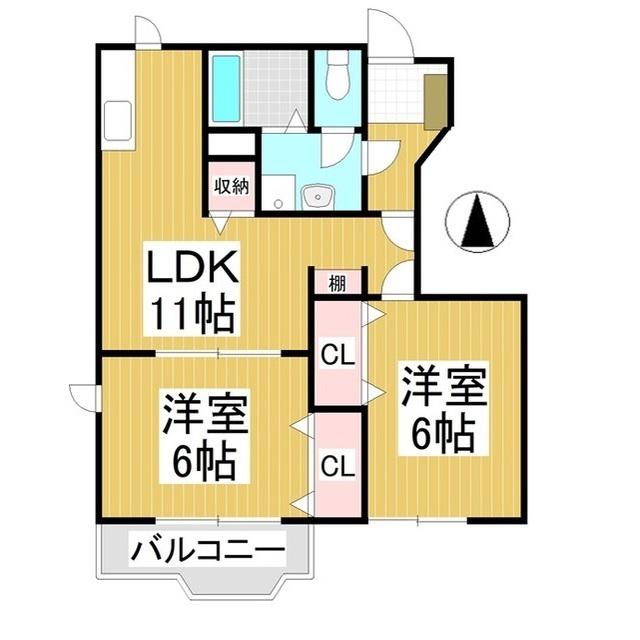 メゾン・ド・エスポアール B(2LDK/1階)の間取り写真