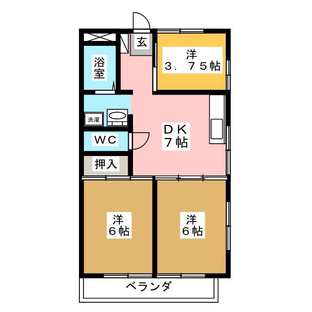 アプリコットハイツ(3DK/1階)の間取り写真