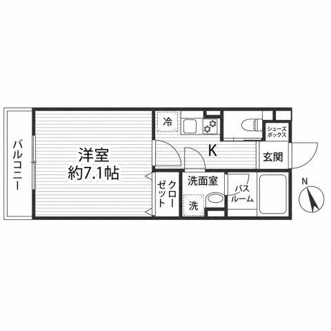 ワコーレヴィアーノ須磨関守町(1K/1階)の間取り写真