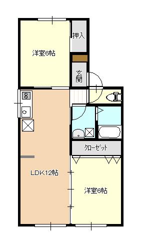 メゾンリサーラ(2LDK/1階)の間取り写真