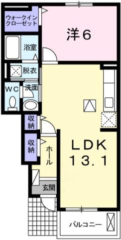 プルメリア II(1LDK/1階)の間取り写真