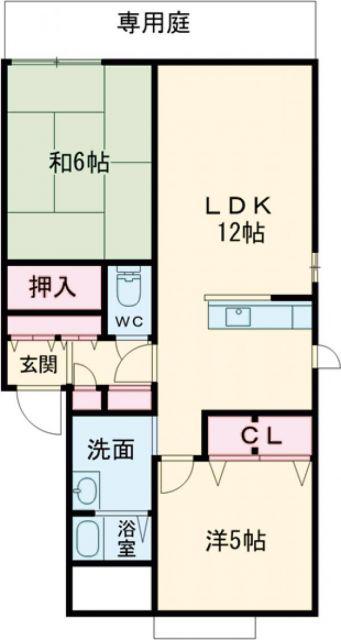 ヒルズ洋光台(2LDK/1階)の間取り写真