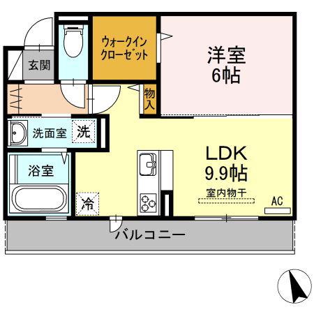 ウィズ沖浜(1LDK/3階)の間取り写真