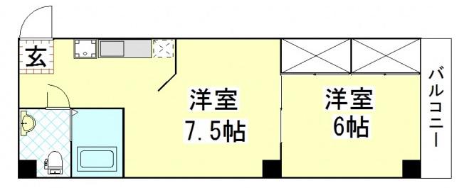 プレアール野田屋町(2K/4階)の間取り写真