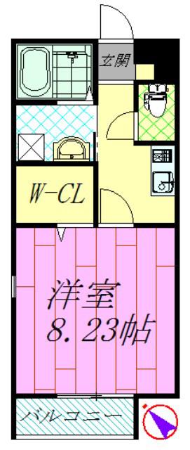 リリーベル(1K/1階)の間取り写真