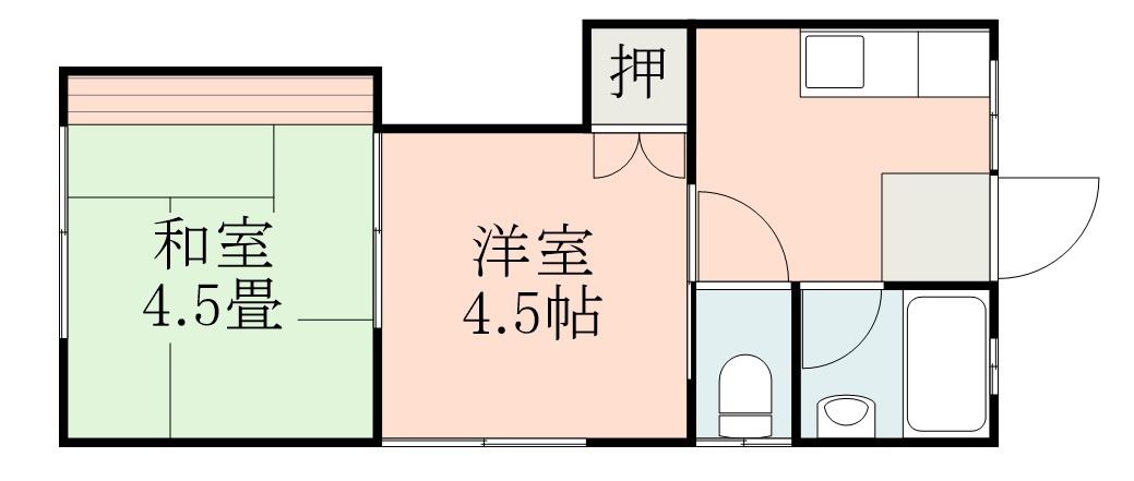 後迫アパート(2K/2階)の間取り写真