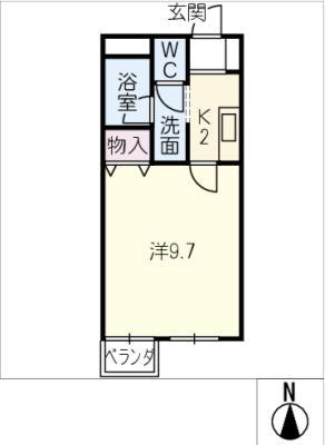 ハイツH&M(1K/1階)の間取り写真