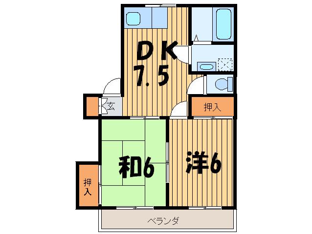 リビエール A(2DK/1階)の間取り写真
